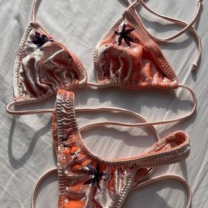 Vintage Orange Crushed Velvet Bikini